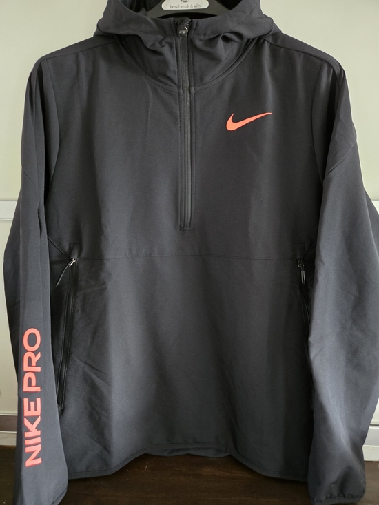 Nike Other - Nike Pro Black Half-Zip Hoodie with Coral Swoosh